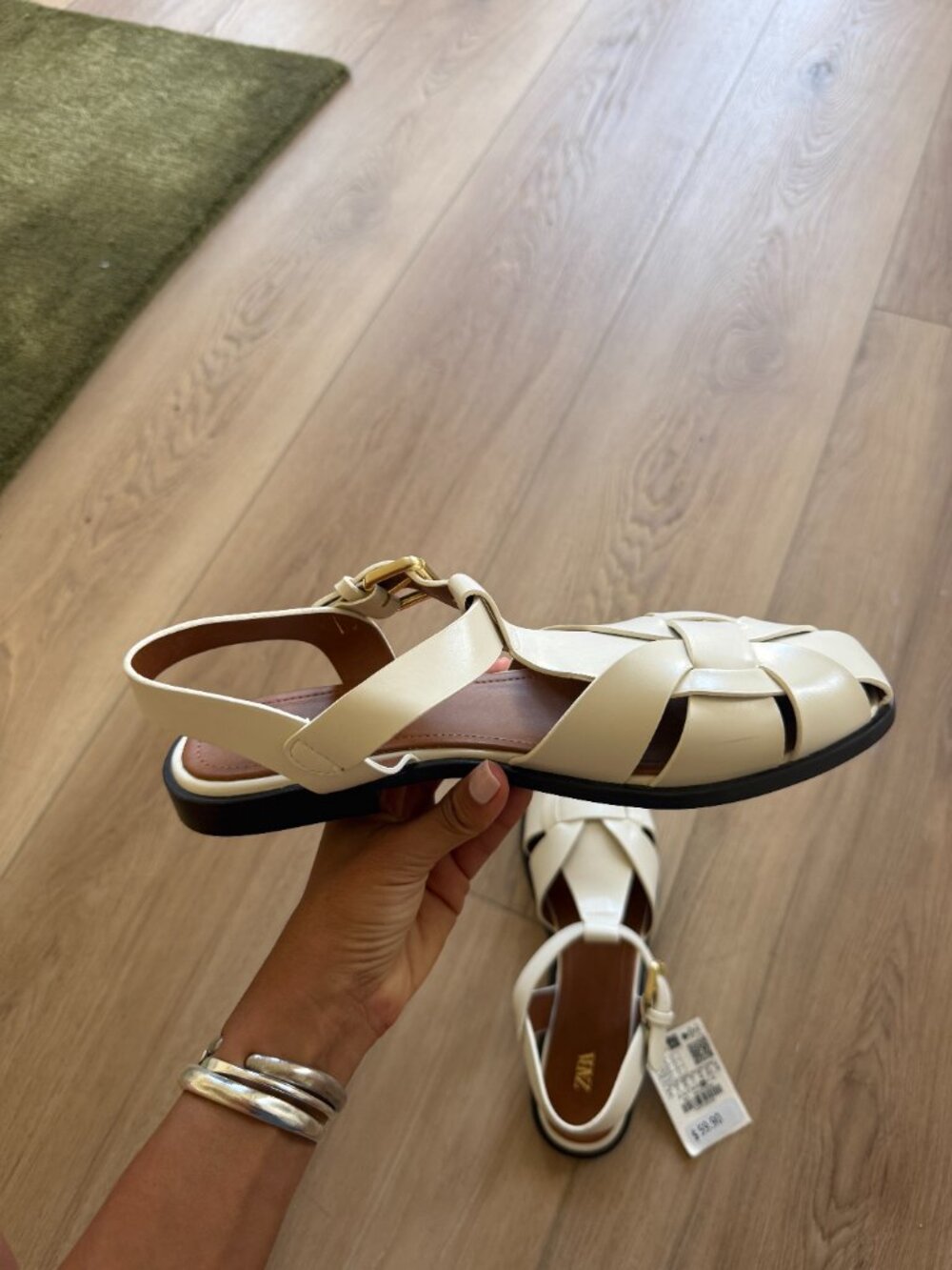 ZARA Size US 9 Flat Fisherman Sandals NWT White - Picture 5 of 7